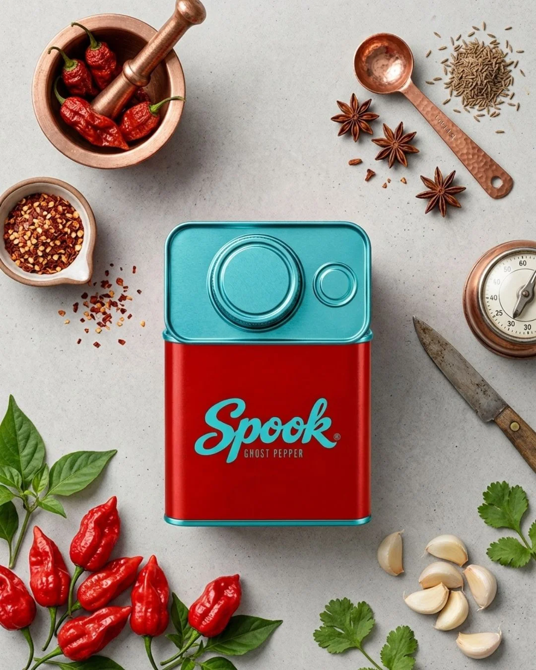 Flat lay para Instagram con SPOOK GHOST PEPPER